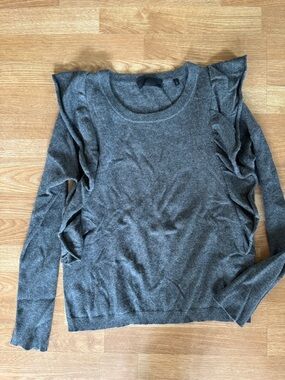 Cashmere Ruffle Sweater - Gray